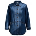 thumbnail image 4 of uublik Jean Jackets for Women Dark Blue Casual Long Sleeve Button Down Classic Jacket Fall Coat, 4 of 7
