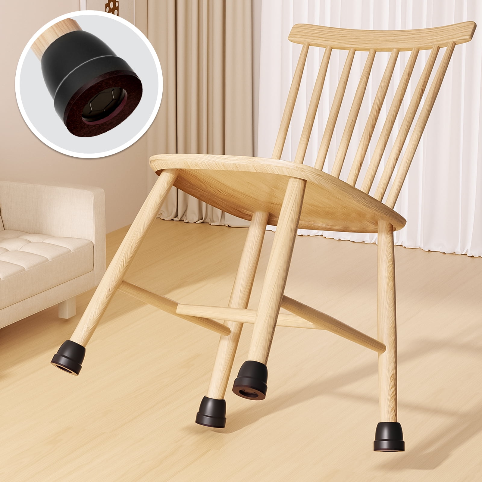 16Pcs Chair Leg Covers Anti skid slide automatic switching,Chair Leg Caps with Felt Pads,Chair Leg Floor Protectors for Hardwood Floors(1.25"Black)