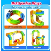 Annexfun Electric Train Set for Kids, 69Pcs Build 3D DIY Track Building Kits with Train and Traffic Signs, STEM Car Toy Set for Kids, 3 4 5 6 7 8 Years Old Boys & Girls Birthday