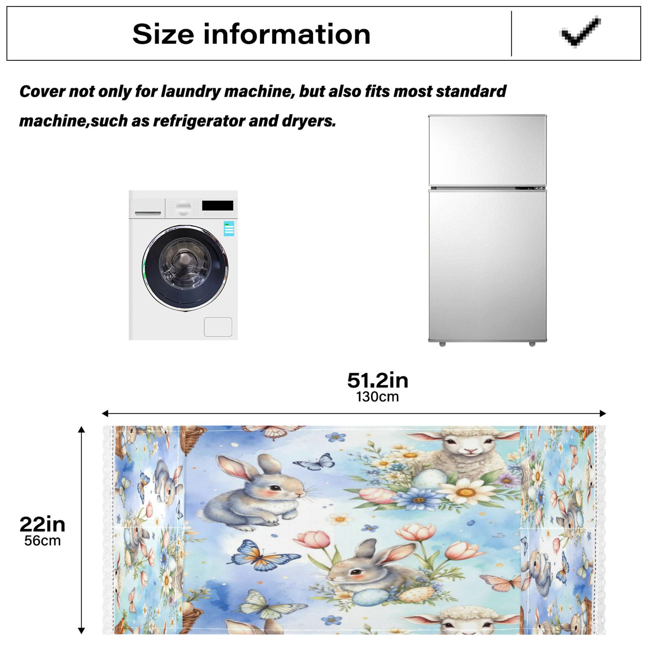 Wobogo Rabbit and Sheep Washing Machine Cover Dustproof Washer Dryer Cover Waterproof Laundry Room Decorative Protector