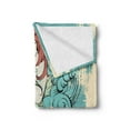 thumbnail image 2 of Vintage Mermaid Soft Flannel Fleece Throw Blanket, Grunge Retro Design Illustration of Girl with Fish Tail, Cozy Plush for Indoor and Outdoor Use, 70" x 90", Cadet Blue Multicolor, by Ambesonne, 2 of 5