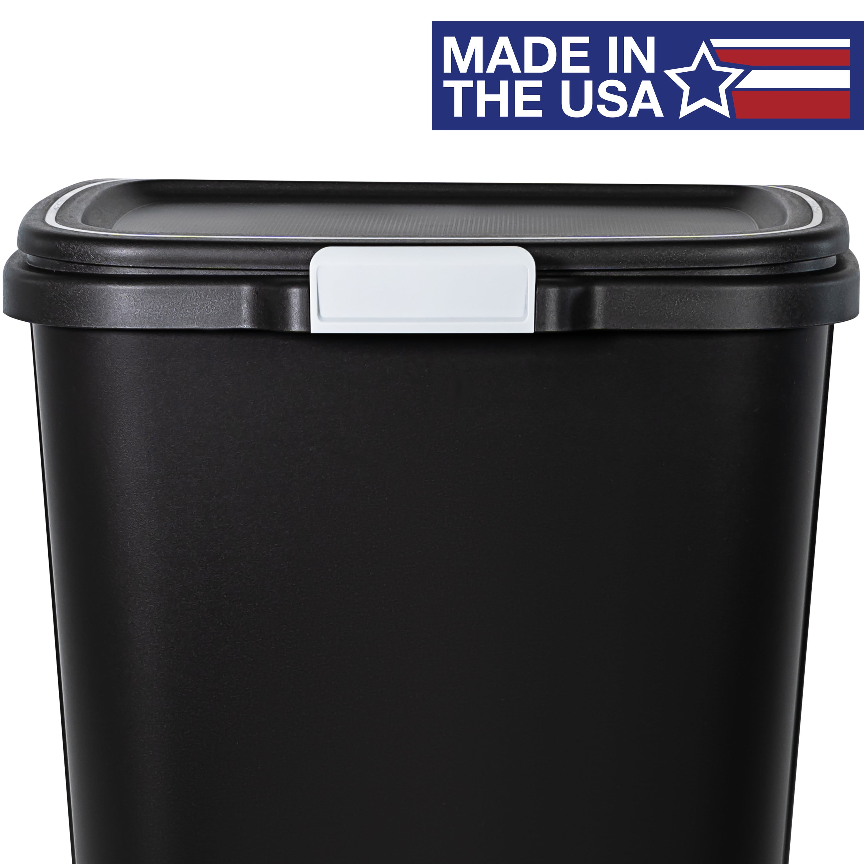 Hefty Kitchen Trash Can, 13 Gallon Plastic Odor Block Touch Top Garbage Bin with Push Button Lid, Black