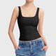 thumbnail image 2 of Camiseta sin mangas y cuello redondo para mujer - Top básico ajustado de punto acanalado - Ropa informal elástica de poliéster, 2 of 8