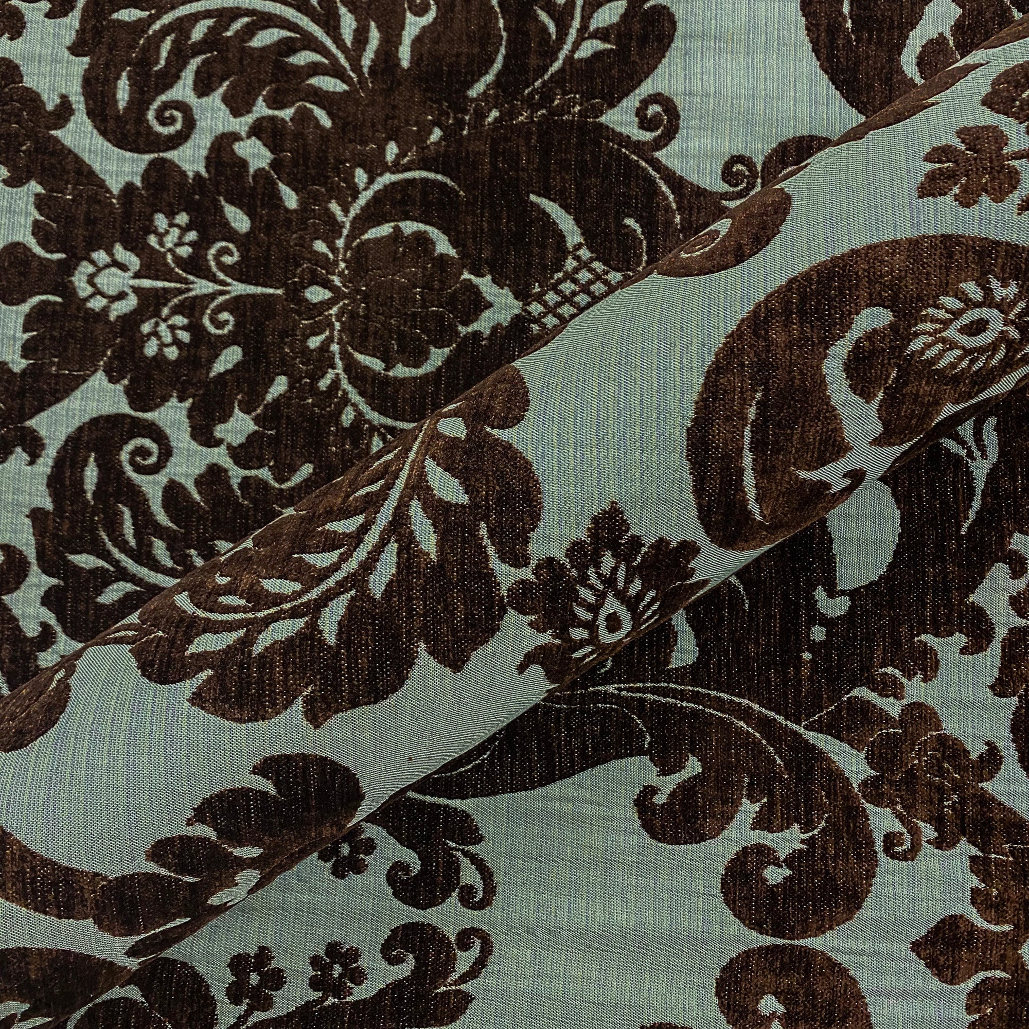 Cadbury Chocolate Velvet Damask Upholstery Fabric 54" by the Yard