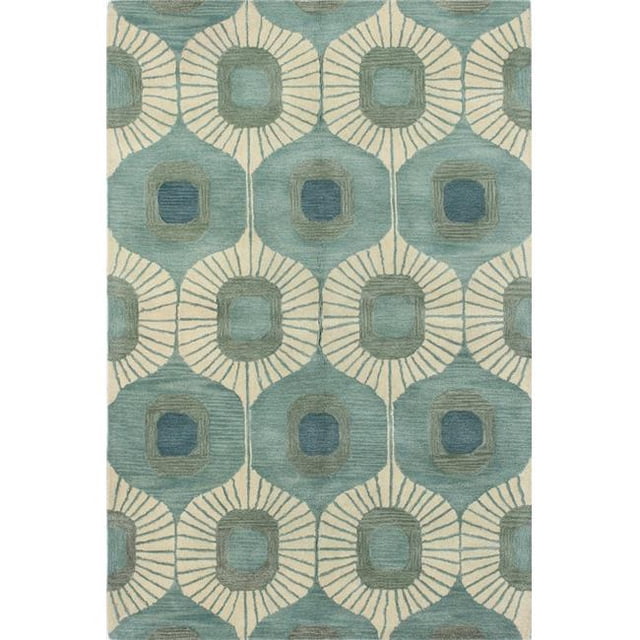 Bashian S185-AQ-5X8-ST103 Chelsea Collection Geometric Contemporary 100 Percent Wool Hand Tufted Area Rug, Aqua - 5 ft. x 7 ft. 6 in.