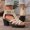 Gold, variant on PiGOGI Women Solid Color Rhinestone Open Toe Back Zipper High Heeled Sandals Thick Heel Summer Gold