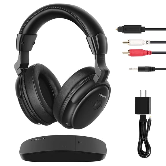 SIMOLIO Wireless TV Headphones with Clear Dialog Mode, Enhanced Voice & Spare Battery for Seniors & Hard of Hearing, L/R Balance Volume Control, No Audio Lag, Long Range