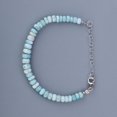 thumbnail image 3 of Larimar 4mm Rondelle Shape Smooth Cut Beads 7 inch Adjustable Silver Plated Clasp Bracelet for men, women, unisex. Link Chain Stacking Bracelet.|LINK_04444, 3 of 5