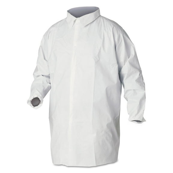 Ansell 44443 A40 Liquid and Particle Protection Lab Coats - Large White (30/Carton)