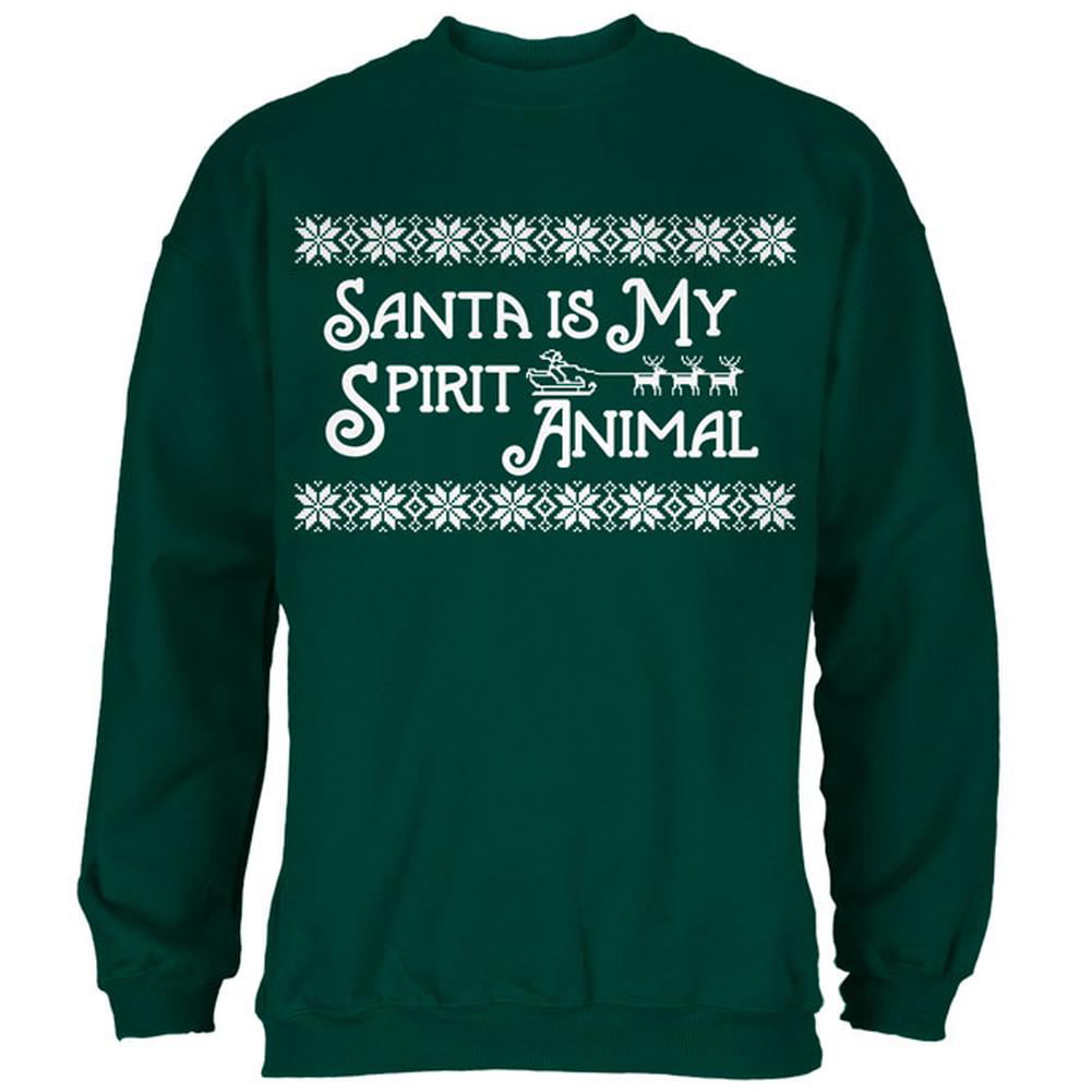Old Glory - Santa is My Spirit Animal Mens Sweatshirt Forest Green X-LG ...