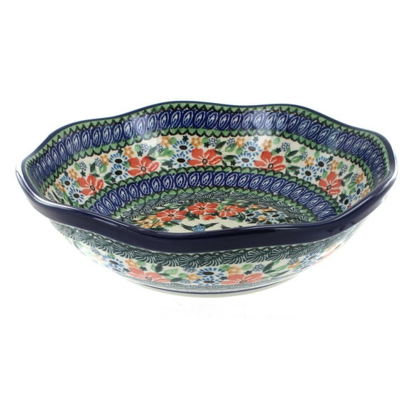 Blue Rose Polish Pottery Maria Large Scallop Bowl
