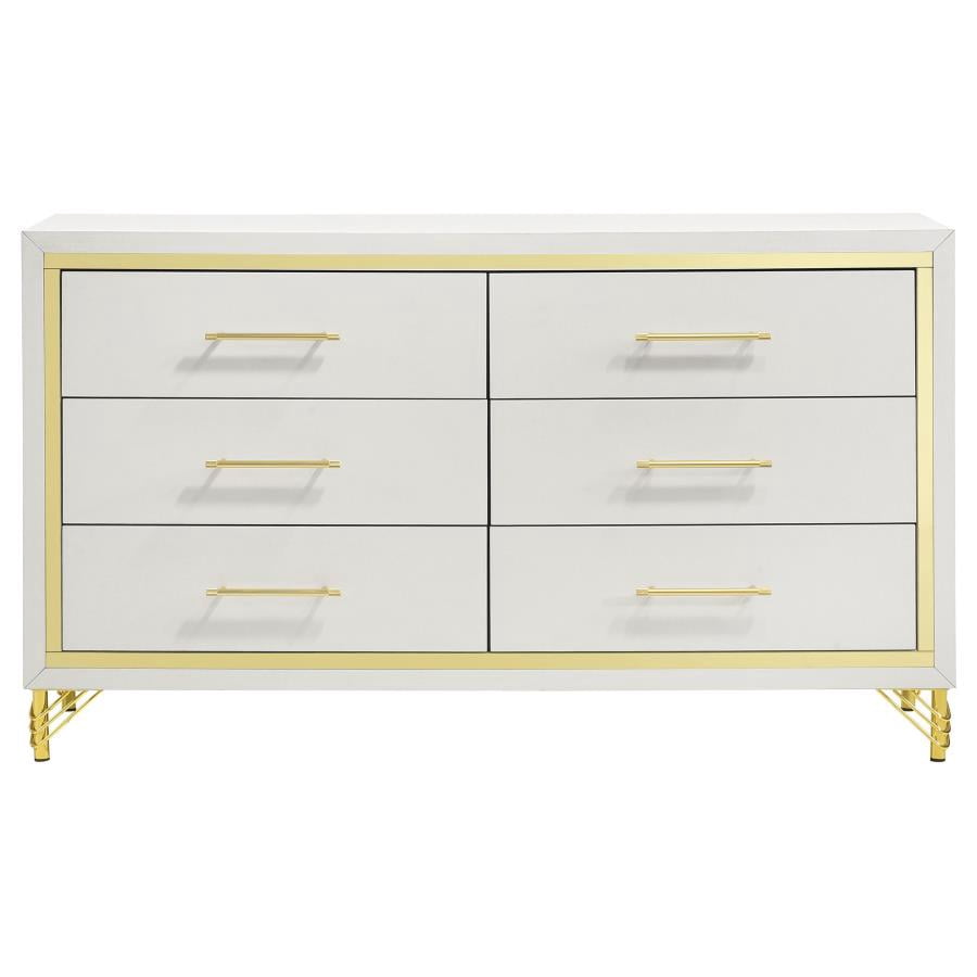 lucie six drawer white oak dresser in buff cream Lucia 6-drawer Bedroom Dresser - White - Vintage Style