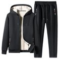 thumbnail image 2 of Men's Tracksuits 2 Piece Fleece Lined Tracksuit Set Outfits Jogging Sweatsuit Outdoor Athletic Hoodies Sweatpant Sets Zip up Fashion Warm, 2 of 7