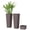 Brown, variant on Set of 3 Plastic Flower Pots with Tall Rectangular Shape, Indoor Outdoor Planters for Plants Flowers Herbs, Modern Minimalist Planter Set