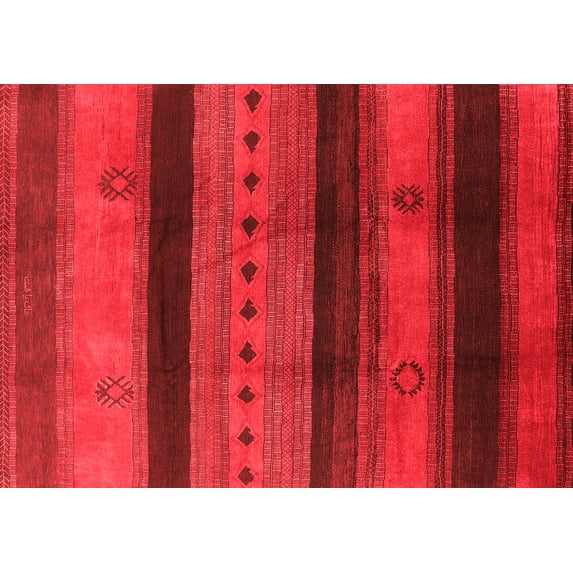 Ahgly Company Indoor Rectangle Solid Red Modern Area Rugs, 4' x 6'
