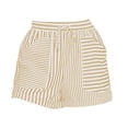 thumbnail image 4 of Striped Summer Shorts - High Waist Elastic Beach Casual Shorts, Yellow Striped Shorts for Women High Waisted Beach Casual Pull on Elastic Waist Summer Shorts with Pockets, 4 of 4