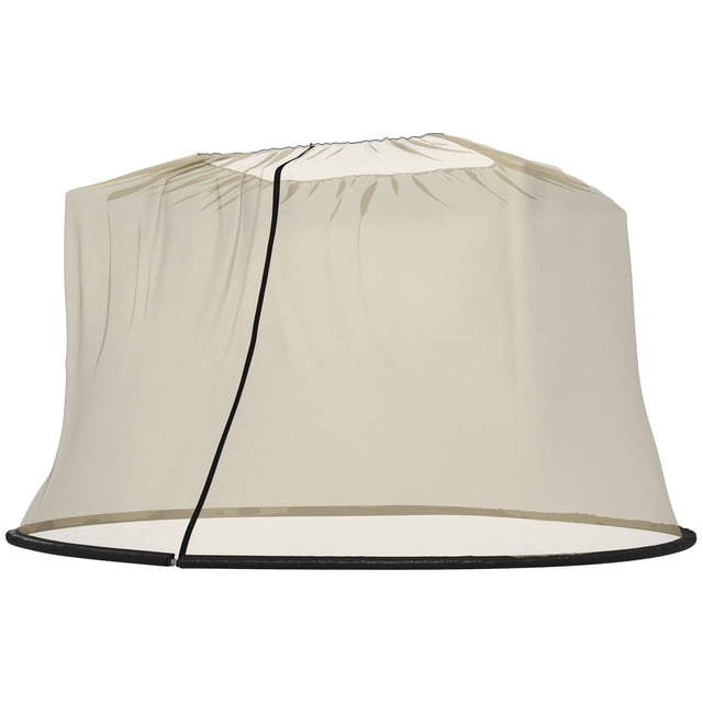 7.5ft Umbrella Screen Netting - Beige Outdoor Patio Bug Net with Zippered Door | Garden Table Cover for Shade & Protection