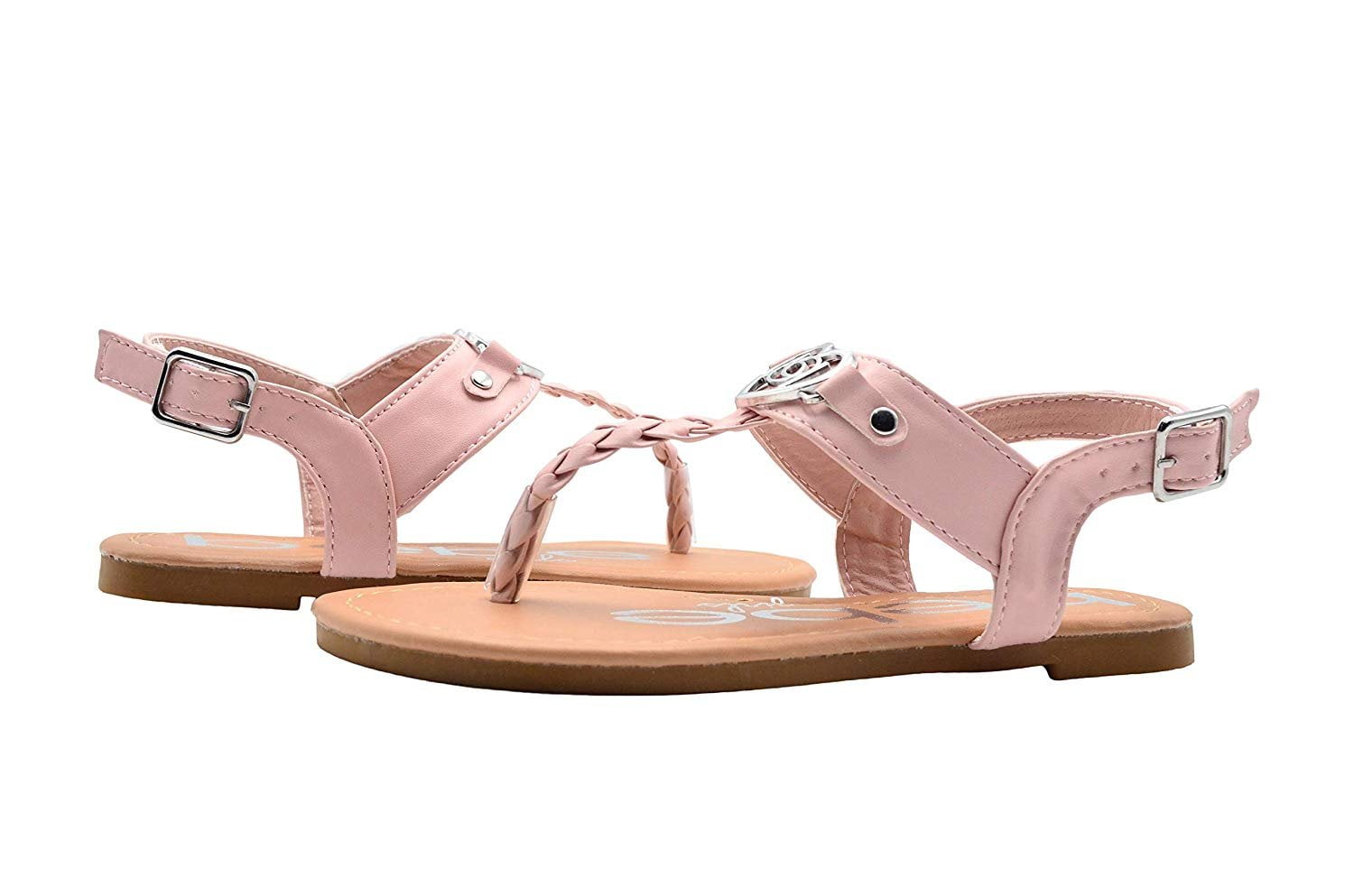 bebe Girls Fashion Sandals Slingback Thong Summer Flat Shoes with Braided Strap