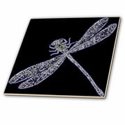 3dRose Image of Neon Purple And White Dragonfly Closeup - Ceramic Tile, 6-inch