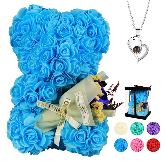 Regalo Del Día De San Valentín Para Ella Oso De Rosa Regalo Para Mujer Regalos De Flores Para Mamá Esposa Abuela Amigos Hermana Flores Artificiales Oso De Peluche Con Ramo Tarjeta De Felicitación Día