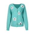 thumbnail image 6 of IROINNID Savings Womens Cardigans Long Sleeve Buttons Long Sleeve Floral Coat Cardigan Sweater,Green, 6 of 7