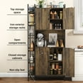 thumbnail image 3 of IDEALSOUL Pantry Storage Cabinets, 70.8" Kitchen Pantry Cabinet with Side Shelf, 2 Doors and 3 Shelves, Brown, 3 of 12