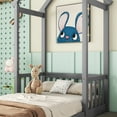 thumbnail image 5 of DreamBuck Twin Size Floor Bed, Modern House-Shaped Headboard Bed Frame with Fences, Wood Roof-Framed Twin Bed for Boys, Girls, , Bed Frame for No Slats, Easy Assembly, 5 of 9