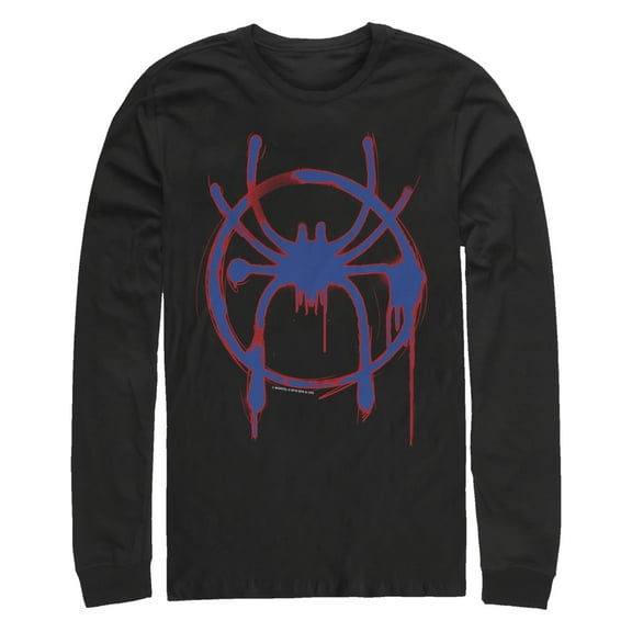 Men's Marvel Spider-Man: Into the Spider-Verse Spray Paint Logo Long Sleeve Shirt Black X Large