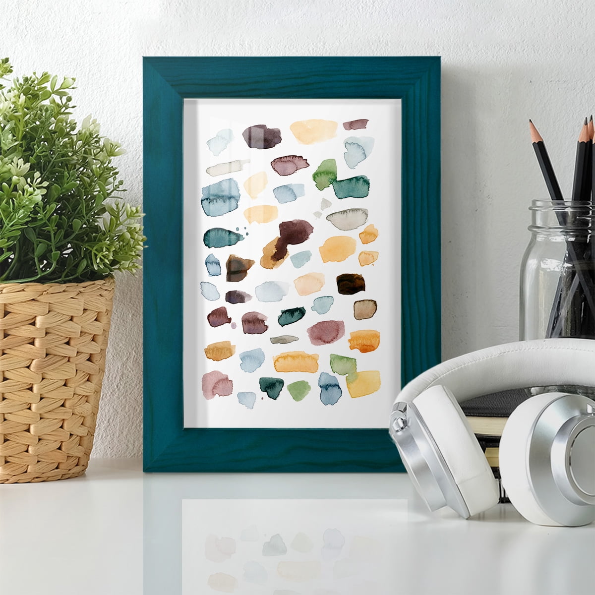 Shattered Segments II - Framed Print w/glass - Ocean Blue