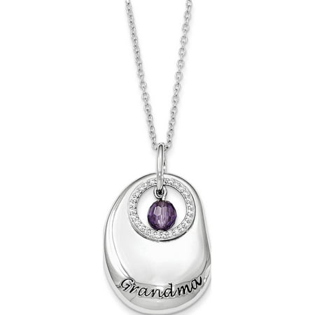 - Sterling Silver Antiqued CZ For You Grandma 18in. Necklace