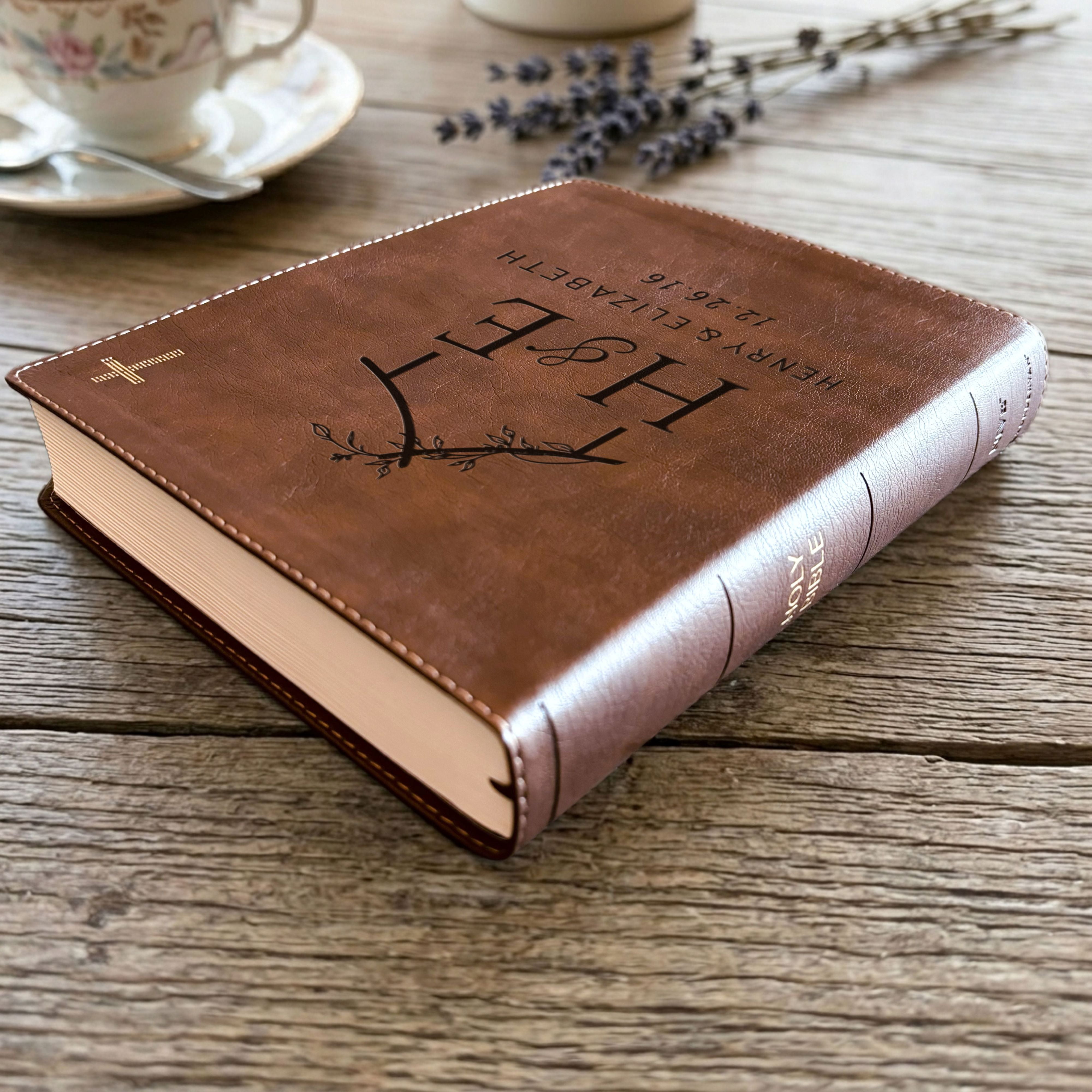 Personalized NIV Journaling Family Bible, Wide Margin Red Letter Edition, Custom Name Engraved, Includes Tabs & Highlighters, Wedding Gift