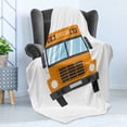 thumbnail image 4 of School Bus Soft Flannel Fleece Throw Blanket, Academic Life Orange Vehicle for Carrying Children Descriptive Caricature, Cozy Plush for Indoor and Outdoor Use, 70" x 90", Multicolor, by Ambesonne, 4 of 5