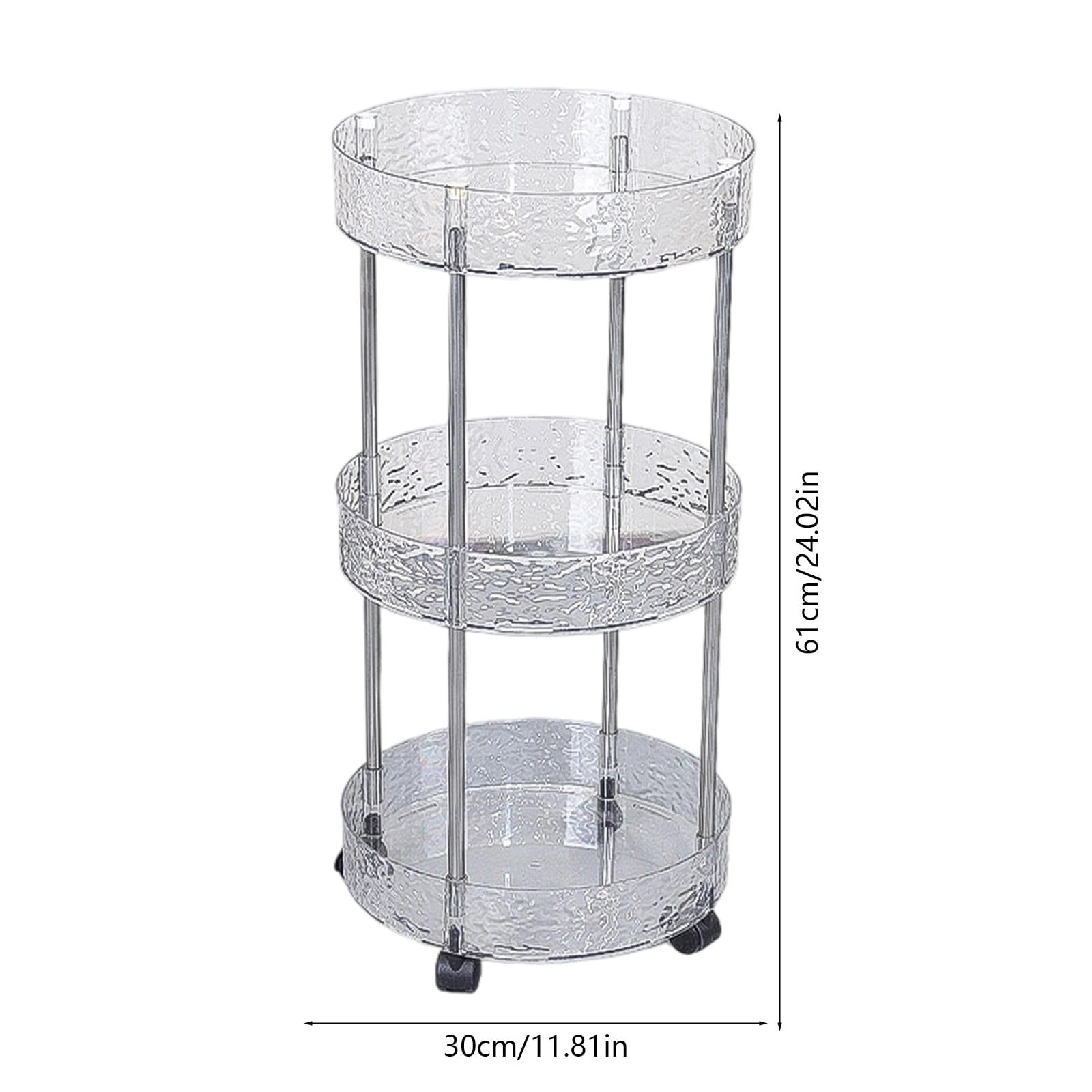 3 Tier Floor Storage Rack with Wheels for Kitchen Bathroom Living Room, Multi-Layer Organizer for Utensils Snacks Toiletries Shoes, Space Saving Vertical Storage Solution, Easy to Move and Access