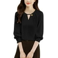 thumbnail image 2 of Byworldtasic Womens Blouses Women's Work Tops Dressy Casual Shirts V-neck Business Casual Long Sleeve Blouse, 2 of 4