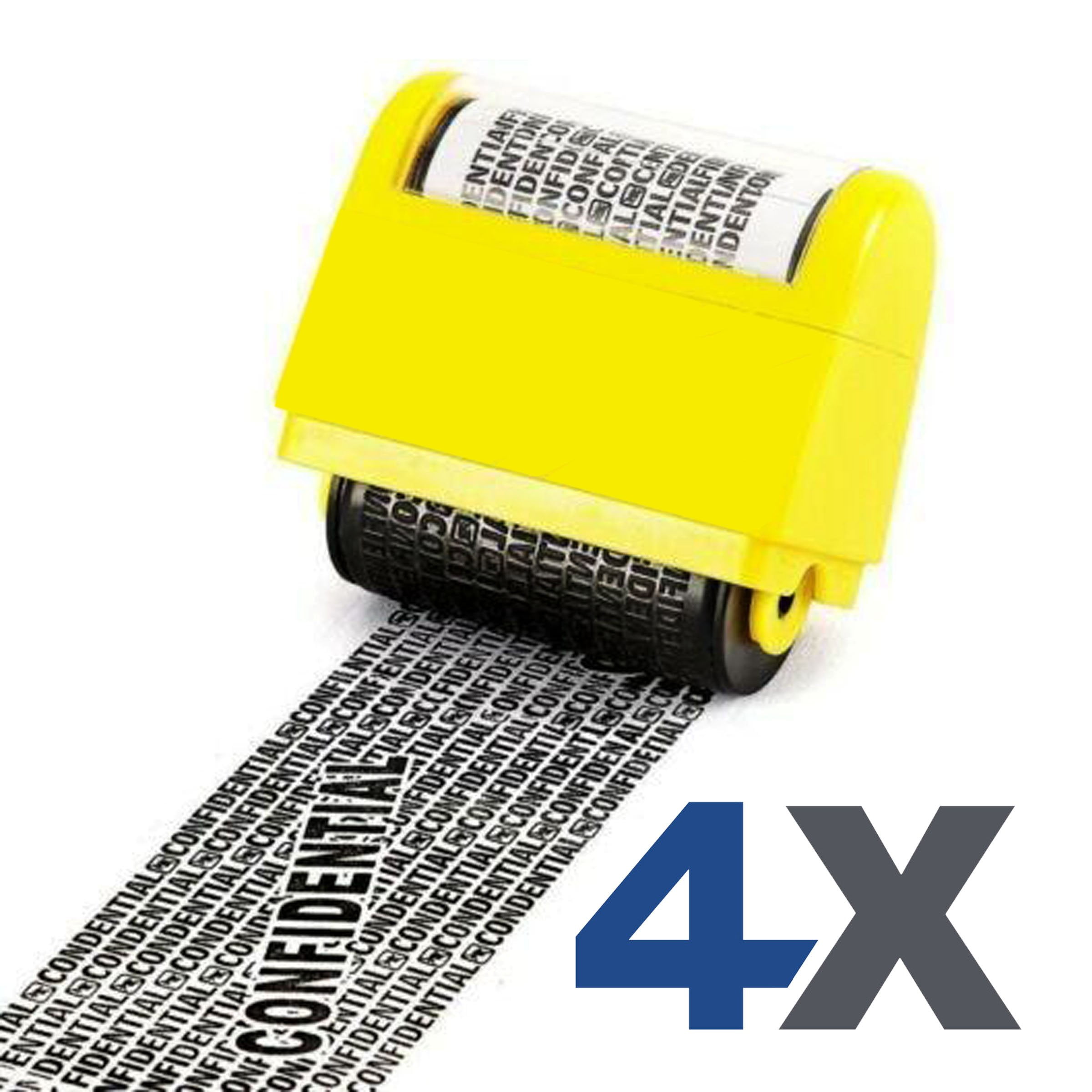 Identity Theft Prevention Security Roller Stamp 1.5 Inch Wide ID Blackout Yellow 