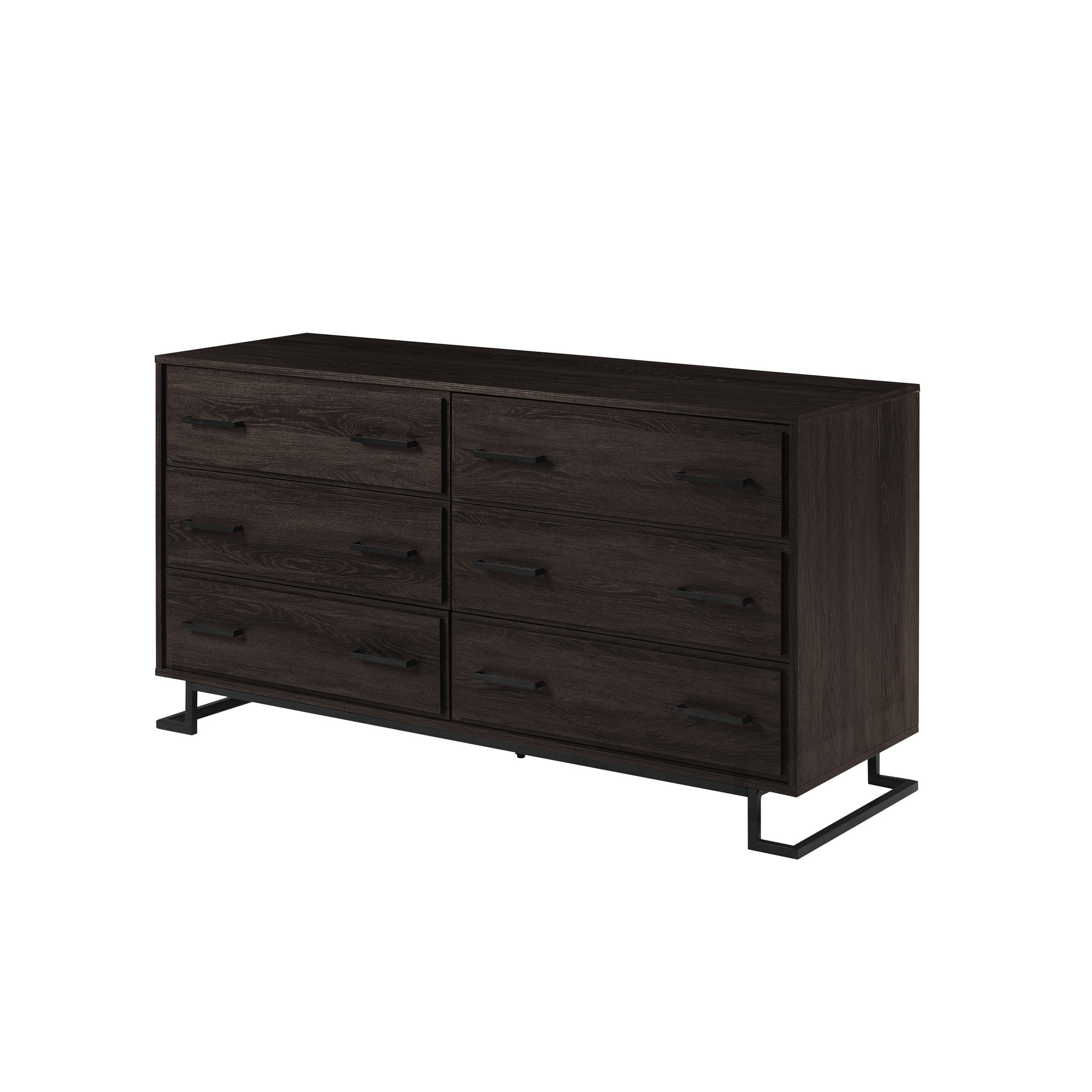 Walker Edison Contemporary Angle-Leg 6-Drawer Dresser, Charcoal