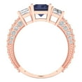 thumbnail image 4 of Three-Stone Engagement Ring for Women - 3.61ct Simulated Blue Sapphire in 14K Rose Gold Promise Ring, 4 of 6