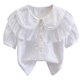 thumbnail image 1 of Odeerbi Camisa de Vestido de Algodón de Las Niñas Flor Bordado de Manga Corta Uniforme de La Escuela Con Bolsillo, 1 of 9