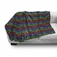 thumbnail image 3 of Geometric Soft Flannel Fleece Throw Blanket, 100 Squares Tile Design with Motifs Forming Blended Color Patchwork, Cozy Plush for Indoor and Outdoor Use, 50" x 70", Multicolor, by Ambesonne, 3 of 6