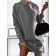 thumbnail image 1 of Vestido corto con capucha para mujer, minivestido grueso y cálido con doble bolsillo, cintura holgada, ropa de calle informal de tendencia, otoño e invierno, 2023, 1 of 5