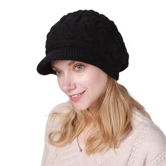 Muryobao Womens Winter Warm Knitted Hat Satin Silk Lined Cable Knit Beanie Chunk Muryobao Womens Winter Warm Knitted Hat Satin Silk Lined  main image 2