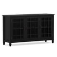 thumbnail image 3 of Connaught SOLID WOOD 60" Wide Traditional Wide Storage Cabinet Buffet in Black, 3 of 11