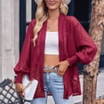 thumbnail image 3 of QUYUON Oversized Cardigan Sweaters for Women Sale Long Sleeve Cardigan Coat for Women Polyester Summer Cardigan Women Cardigan Jacket Style Q-3902 Winter Knit Sweater Outerwear Coat Wine XL, 3 of 7