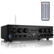 thumbnail image 1 of Amplificador Pyle Wireless Bluetooth Karaoke-6 canales 750 W para audio doméstico, receptor estéreo con USB, auriculares, 2 entradas de micrófono con Echo, Talkover para PA PTA62BT, AUX, negro, 1 of 7