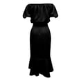 thumbnail image 5 of XIAOCHA Womens Summer Ruched Midi Dress Solid Off Shoulder Puff Sleeve Night Out Dresses, 5 of 5