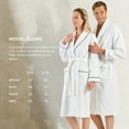 thumbnail image 4 of English Home Premium Cotton Robes for Women, Lightweight Mens Robe, Unisex Terry Cloth Bathrobe, Soft Shower Spa Robe, White Gray, M/L, 1 Pcs, 4 of 7