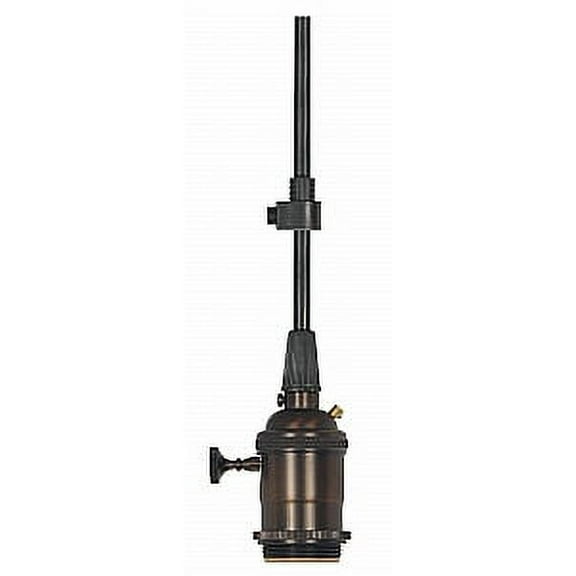Satco 250W 250V E26 On/Off Key Dark Antique Brass Lampholder with 10ft Black Cord