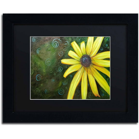 Trademark Fine Art "Black Eyed Susan" Canvas Art by Jennifer Redstreake Black Matte, Black Frame