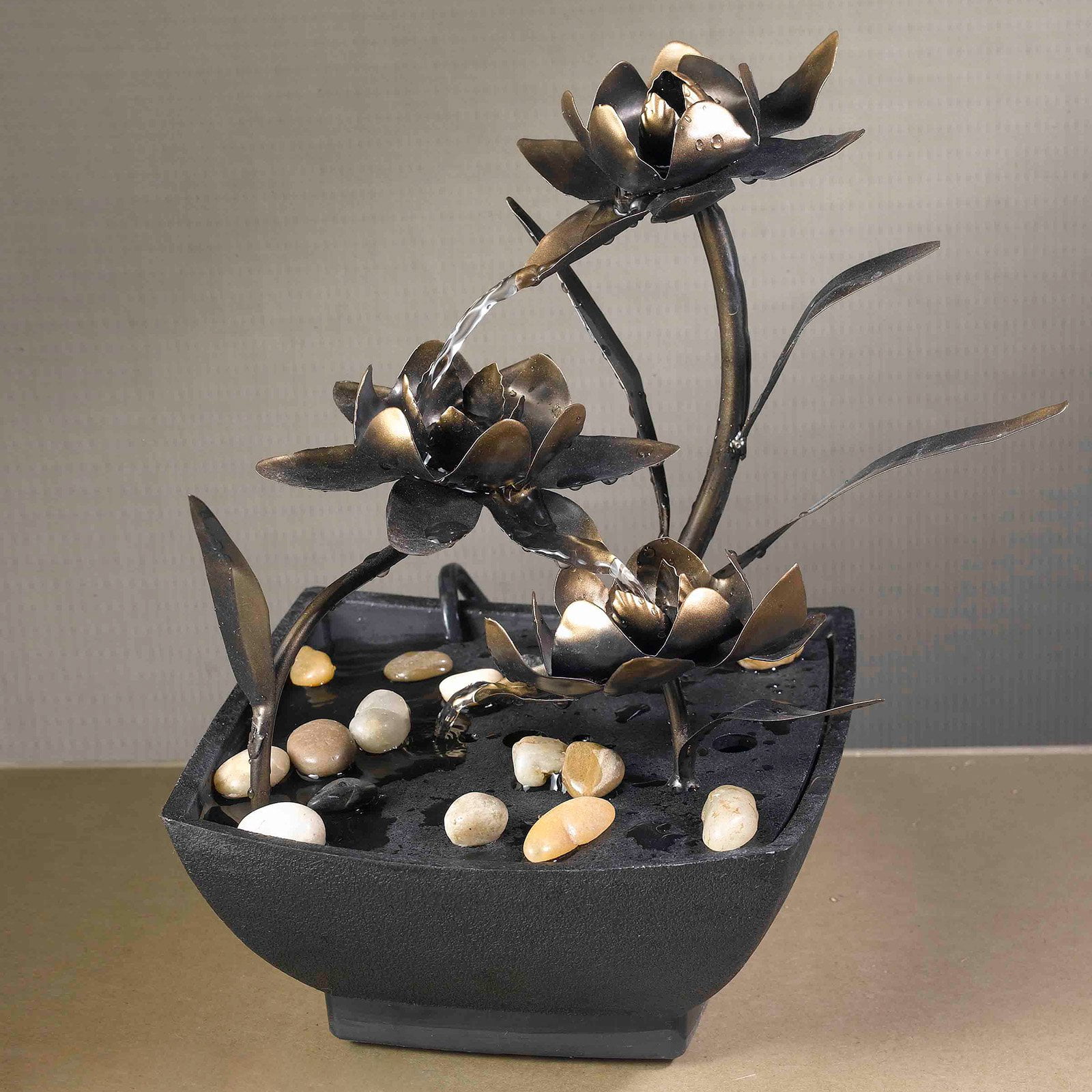 Cadono Metal Flower Tabletop Outdoor Fountain