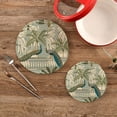 thumbnail image 7 of SKYSONIC Vintage Peacock Pot Holders Trivets, 2 Pcs Heat Resistant Trivets,Tropical Leaves Cotton Thread Weave Mats for Hot Pads Pans Pot Bowl Teapot for Kitchen Decor, 7 of 7